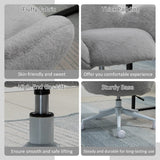 Fluffy Leisure Chair - Ergonomic Home Office Chair with Backrest, Armrests & Wheels - Comfortable Seating for Bedroom & Living Room, Grey
