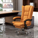 Light Brown Vibration Massage Office Chair with Heat - PU Leather Computer Seat, Extendable Footrest, Padded Armrest, Reclining Back - Ultimate Comfort for Professionals Working from Home