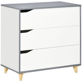 3-Drawer Bedroom Chest - Pine Wood Leg Storage Cabinet for Organizing Essentials - Ideal for Bedroom and Living Room Spaces, White, 75x42x75cm