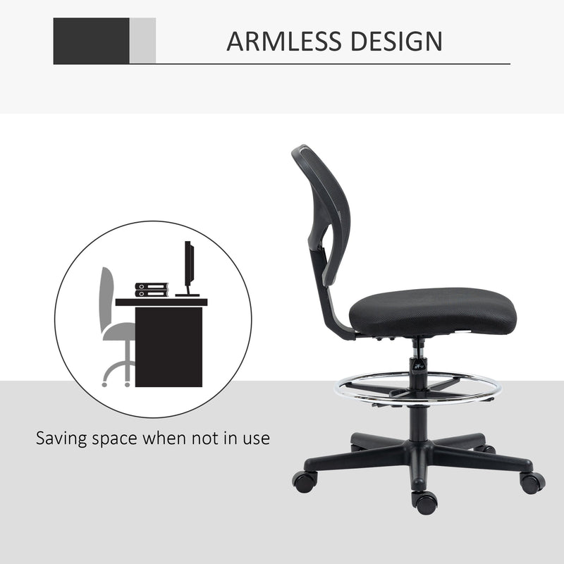 Ergonomic Mesh Office Chair with Adjustable Height and Footrest - Durable Standing Desk Chair in Black - Ideal for Extended Desk Work and Comfort