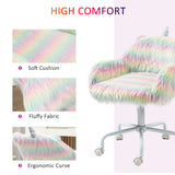 Unicorn Height Adjustable Fluffy Office Chair - Ergonomic Desk Seating with Armrests and Swivel Wheels - Colorful Chair for Comfortable Home Office Setup
