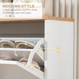 Slim Shoe Storage Cabinet with 3 Flip Drawers - Adjustable Shelves, 12 Pair Capacity - Space-Saving Organizer for Hallway