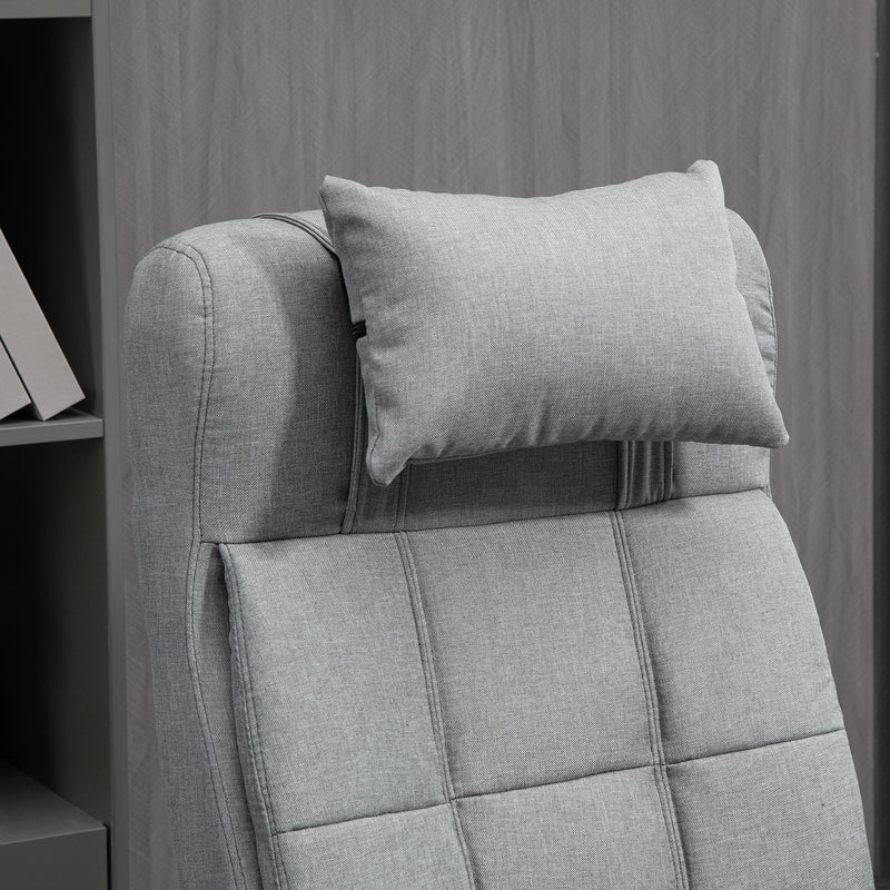 Ergonomic Office Chair with Footrest - Armrests, Lumbar Support & Adjustable Headrest in Light Grey - Comfort Seating for Long Work Hours