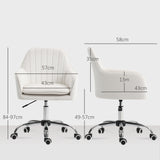 HOMCOM Velvet-Feel Office Chair with Adjustable Height and Wheels - Cream White