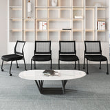 Stackable Armless Waiting Room Guest Chair with Wheels Set of 2-