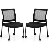Stackable Armless Waiting Room Guest Chair with Wheels Set of 2-