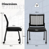 Stackable Armless Waiting Room Guest Chair with Wheels Set of 2-