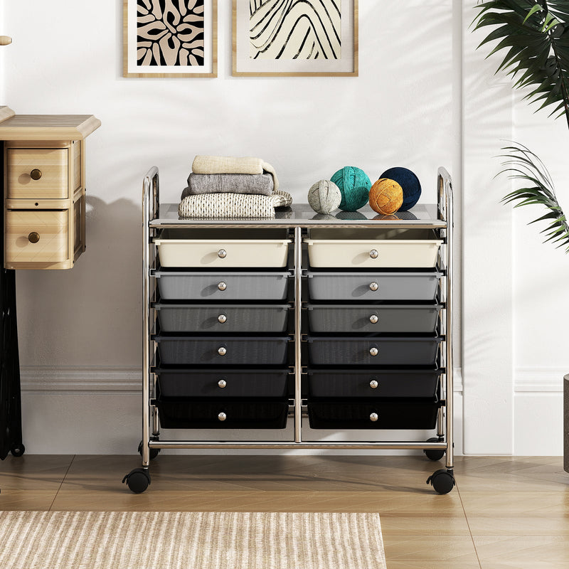 Storage Rolling Cart with Drawer and Large Countertop Side Handles-