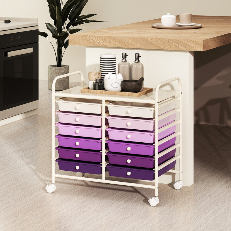 Storage Rolling Cart with Drawer and Large Countertop Side Handles-