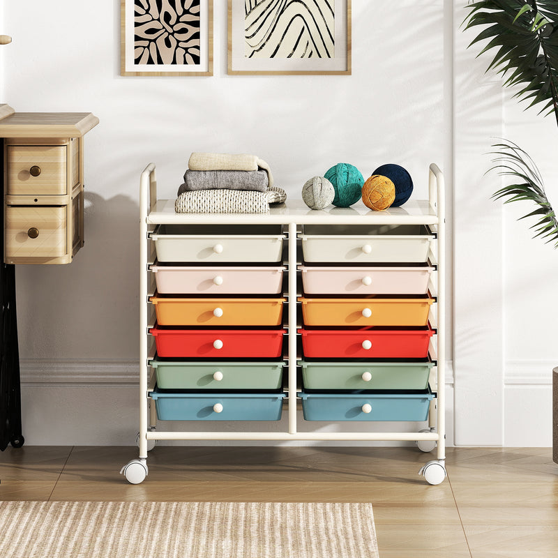 Storage Rolling Cart with Drawer and Large Countertop Side Handles-