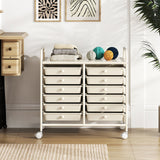 Storage Rolling Cart with Drawer and Large Countertop Side Handles-