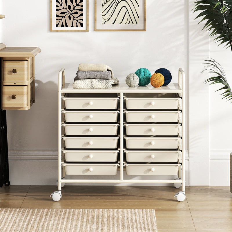 Storage Rolling Cart with Drawer and Large Countertop Side Handles-