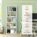 Wooden Bookshelf - With 10 Storage Compartments in Classic White - Ideal for Home Study or Living Room Organization