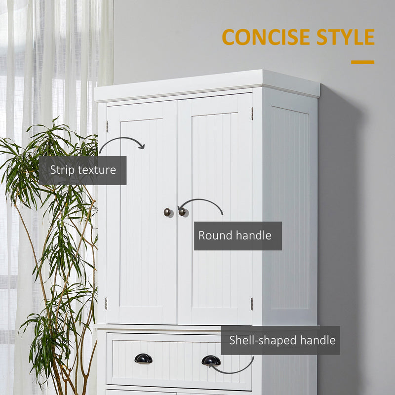 Traditional Kitchen Cupboard - Freestanding Storage Cabinet with Drawer, Doors, and Adjustable Shelves in White - Ideal for Home Organization and Styling