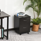 Rolling File Cabinet with Two Drawers - Mobile Storage Unit and Bedside Table in Black - Space-Saving Solution for Home and Office Organization