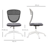 Mesh Office Chair - Armless, Height Adjustable with Swivel Wheels, Grey - Ideal for Home and Office Comfort