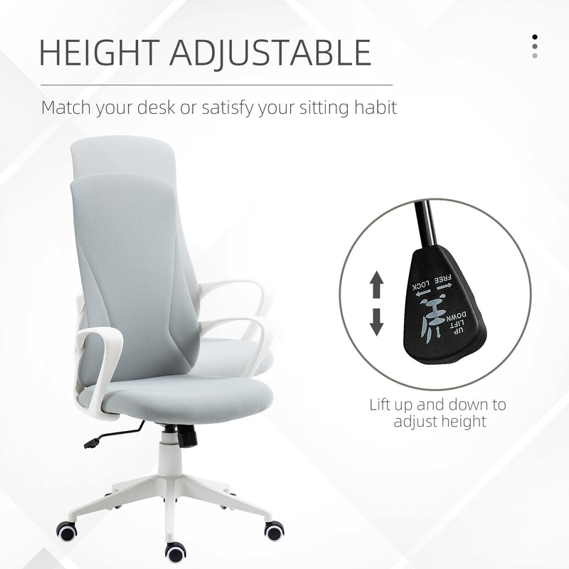High-Back Elastic Office Chair with Tilt & Adjustable Seat Height - Armrests for Added Comfort - Ideal for Prolonged Desk Work, Light Grey