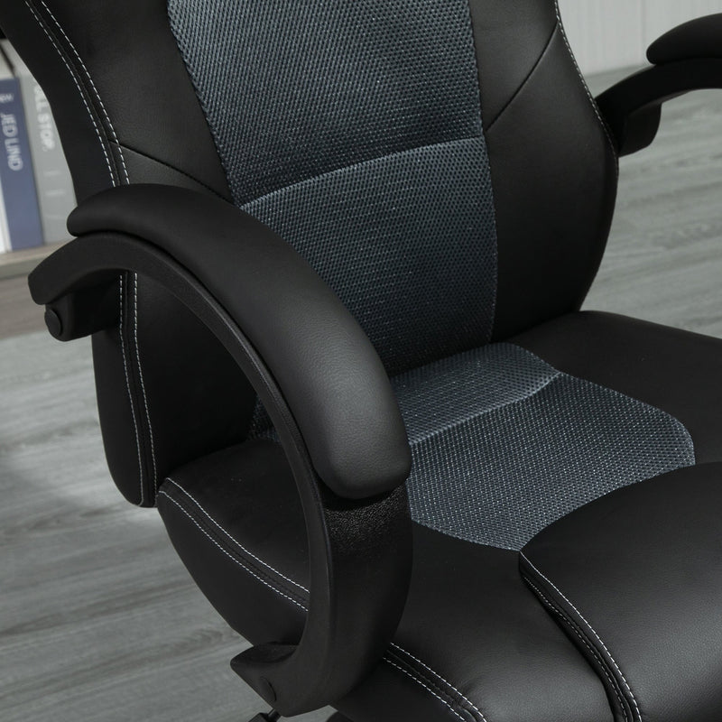 High-Back Swivel Office Chair - Faux Leather Ergonomic Computer Desk Seat with Wheels & Armrests - Comfortable Design for Home or Office Use
