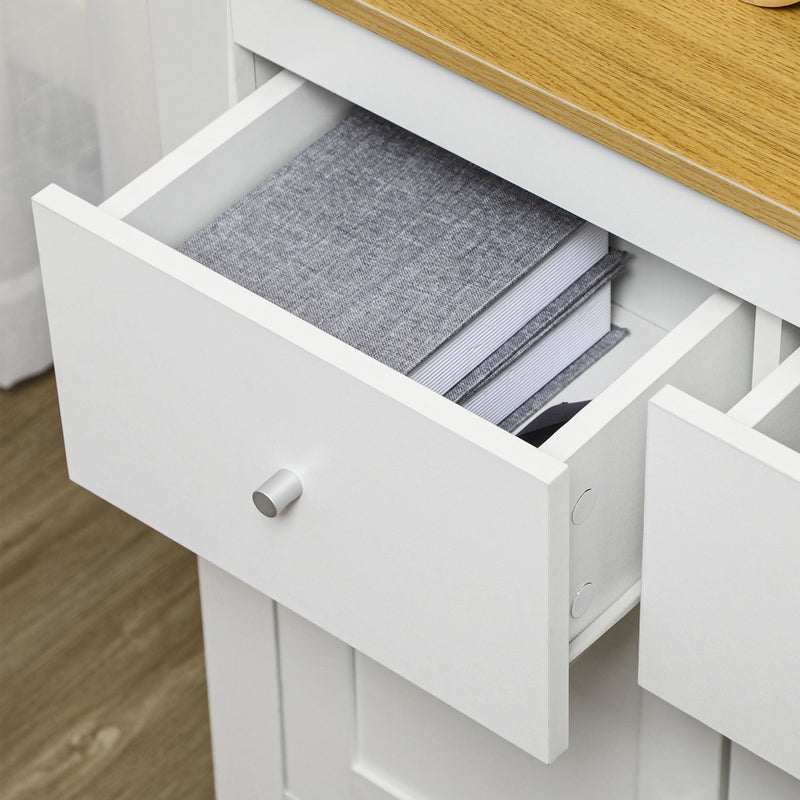 Modern White Sideboard Cabinet - Double Doors and Drawers for Storage - Ideal for Dining Room, Living Room, and Entryway Organization
