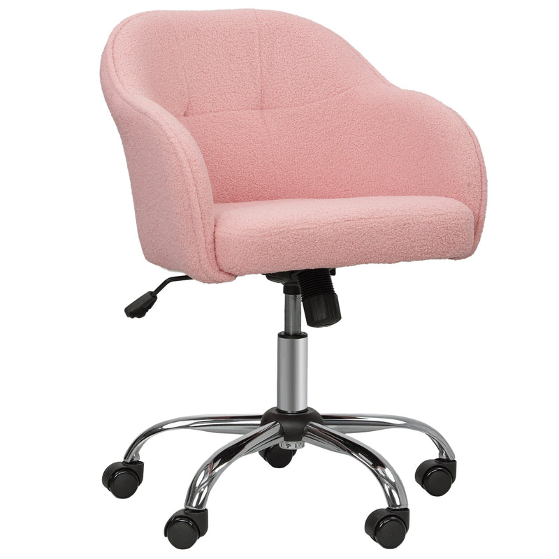 HOMCOM Teddy Fleece Swivel Office Chair - Pink