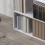 HOMCOM 2 Tier Bookshelf, Low Bookcase with Adjustable Shelf, 2 Compartments for Home Office, Living Room, Study, White | Aosom UK