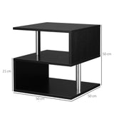 S-Shaped Wooden Table Set - 2-Tier Cube Coffee & Console Storage Shelves, Office Bookcase, Living Room Organizer - Versatile Display and Decor Solution for Modern Homes