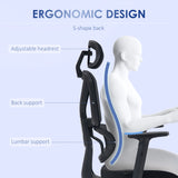 Ergonomic Mesh Office Chair - Height Adjustable with Lumbar Support, Swivel Wheels & Adjustable Headrest - Comfortable Seating for Desk Work, Black