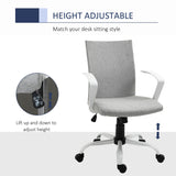 Linen Swivel Office Chair - Ergonomic Computer Desk Task Chair with Adjustable Height, Armrests, and Wheels - Ideal for Home Study and Office Comfort