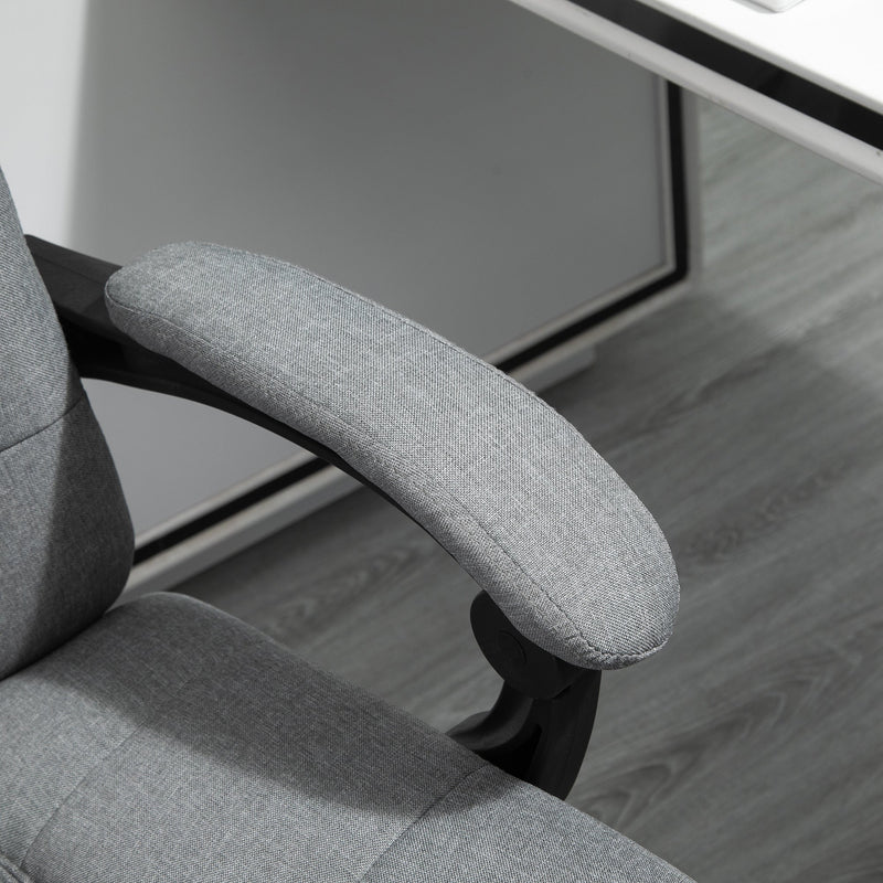 Ergonomic Office Chair with Footrest - Adjustable Armrests, Lumbar Support & Headrest in Light Grey - Ideal for Extended Desk Work & Improved Posture