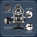 Ergonomic Racing-Style Gaming Chair - Adjustable Lumbar Support, Headrest, 360° Swivel, Durable PVC Leather - Comfortable Home Office Seating for Gamers and Professionals
