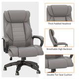 High Back Executive Office Chair with 6-Point Vibration Massage - Extra Padded Ergonomic Swivel Chair with Tilt Function, Grey - Ideal for Stress Relief and Long Hours at Desk