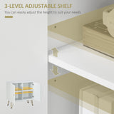 Slim White Storage Cabinet - Golden Hairpin Legs & Adjustable Shelves Sideboard - Ideal for Living Room, Dining Room & Hallway Organization