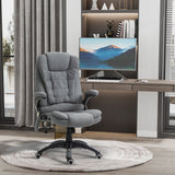 Heated Massage Recliner Chair - Linen-Feel Fabric with 360° Swivel & Six Massage Points - Comfortable Office Chair for Stress Relief