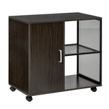 Mobile Printer Stand with Storage - Home Office File Cabinet on Casters, Walnut Brown - Space-Saving Organizer for Printing Supplies and Documents
