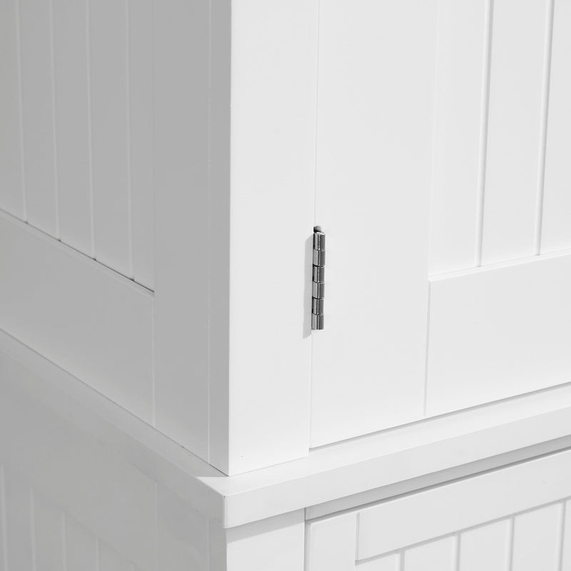 Traditional Kitchen Cupboard - Freestanding Storage Cabinet with Drawer, Doors, and Adjustable Shelves in White - Ideal for Home Organization and Styling