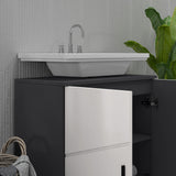 Under Sink Storage Cabinet - Bathroom Vanity Unit with Shelf, Double Doors, 60x30x60 cm in Light Grey - Ideal Space Saver for Bathroom Essentials