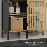 Slim Bamboo Bathroom Cabinet - Space-Saving Storage with Open Compartment and Adjustable Shelf - Ideal for Small Bathrooms and Tight Spaces