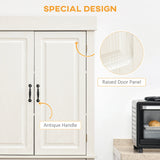 Freestanding 4-Door Kitchen Cupboard - Wide Drawer & Shelving Storage Cabinet, 180cm in White Wood Grain - Ideal for Organizing Living Room Clutter