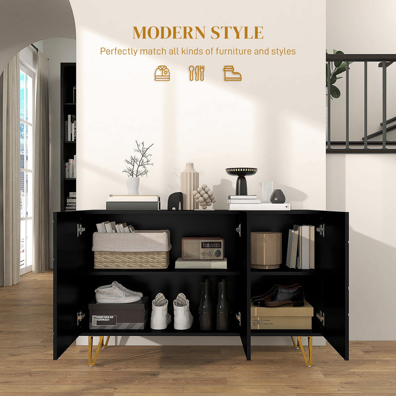 Modern Luxe High Gloss Sideboard - Stylish Storage Cabinet with Sleek Hairpin Legs in White - Elegant Organizational Solution for Contemporary Homes