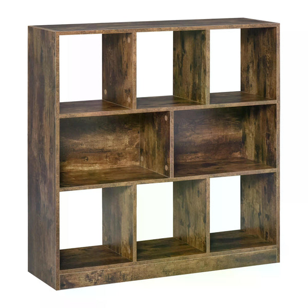 3-Tier Storage Shelf Bookcase - Rustic Brown Display Rack for Organizing - Perfect for Home Office, Living Room, or Playroom