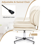 Home Office Desk Chair - Upholstered Double Padded Back and Seat in Beige - Comfortable Seating for Working Professionals