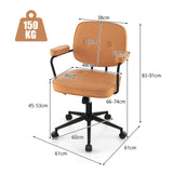 PU Leather Task Chair - Upholstered Swivel Chair with Rocking Backrest, Orange Hue - Ideal for Home Office and Extended Use