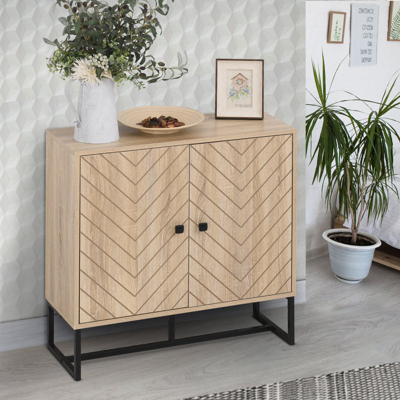Modern Metal Frame Storage Cabinet - Adjustable Shelf with Handles and Tabletop - Stylish Organiser for Contemporary Home Decor