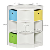 Aosom UK 3-Tier Bookcase - Children's Toy Organizer with Fabric Drawers, White - Space-Saving Storage Solution for Kids' Rooms