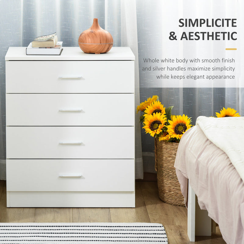 Vertical 4-Drawer Storage Chest with Metal Glides - Sturdy Anti-Tip Design for Playrooms, Nurseries, and Hallways - Space-Saving Organizer for Homes