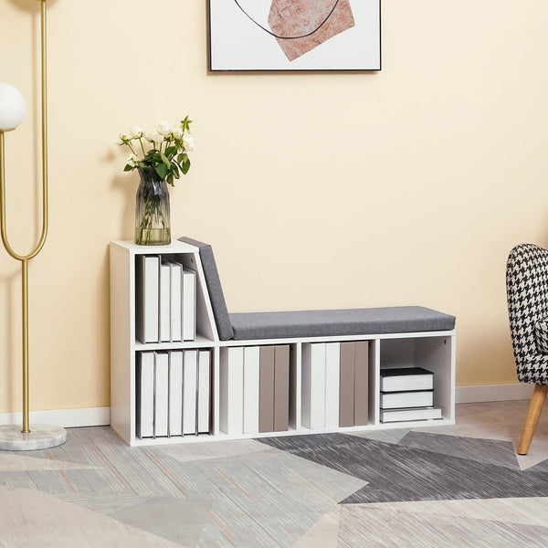 Cushioned Reading Nook Bookcase - Multipurpose Storage Shelf with Cozy Seat - Ideal for Study or Living Room Organization