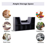 Kids Bookcase with Cushioned Seat - Multipurpose Shelf Storage and Sideboard for Children's Reading Nook - Bedroom and Living Room Organization in Classic Black