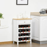 16-Bottle Capacity Modern Wine Cabinet - Kitchen Sideboard with Storage Drawer and Rack - Ideal for Dining Room and Home Bar Organization in White