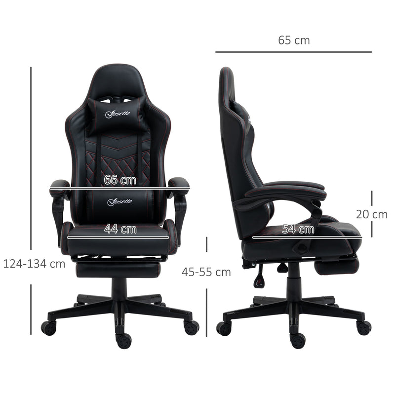 Ergonomic Racing-Style Office Chair - Swivel Wheels, Footrest, Reclining Faux Leather Design - Ideal Desk Chair for Gamers and Home Office Comfort