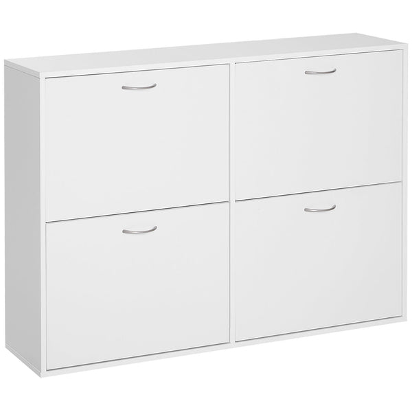 120Lx24Wx81H cm Shoe Storage Unit - Sleek White Particle Board Shoe Cabinet - Space-Saving Organization for Entryways and Closets